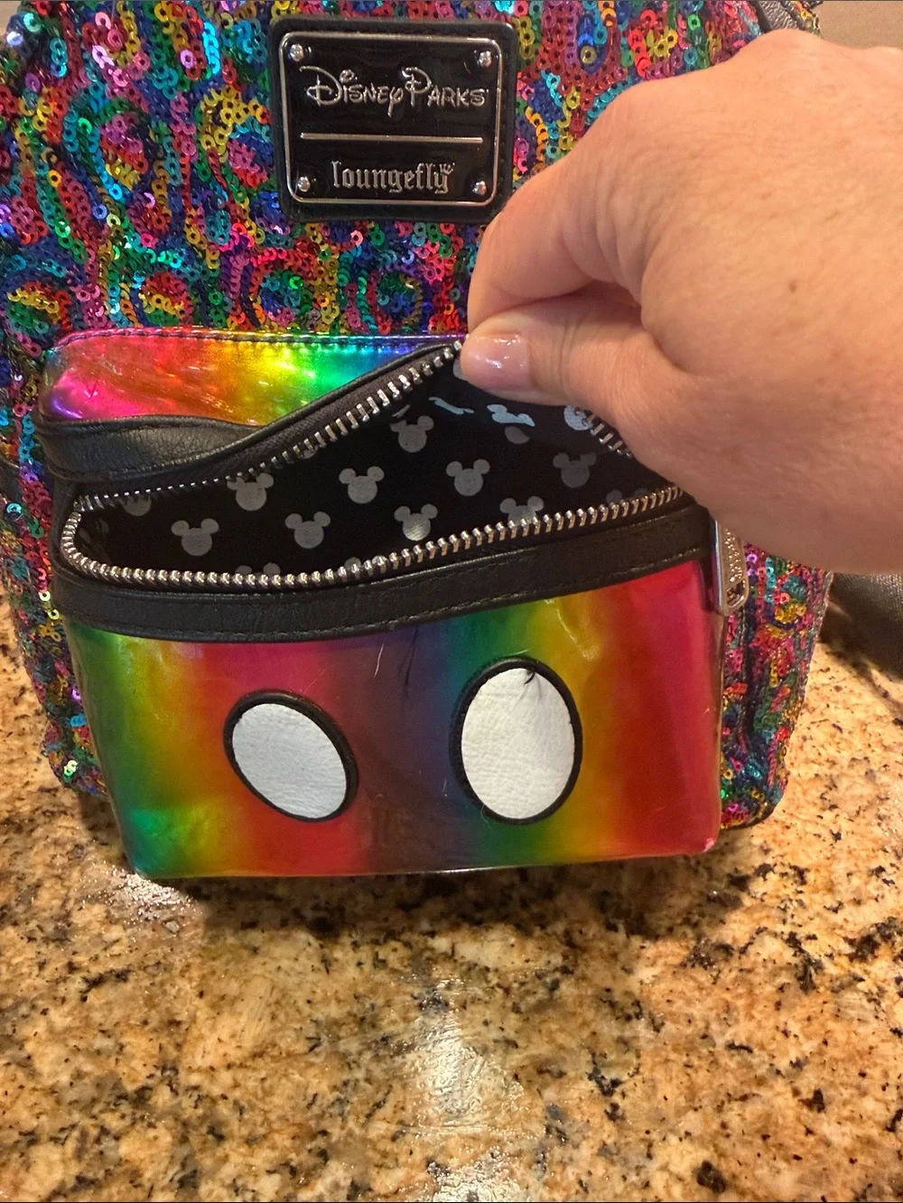 Loungefly Kids Rainbow Sequin Mickey Ear Mini Backpack - Multicolor
